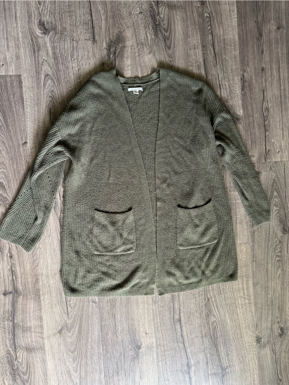 American Eagle Olive Green Knit Cardigan with Pockets